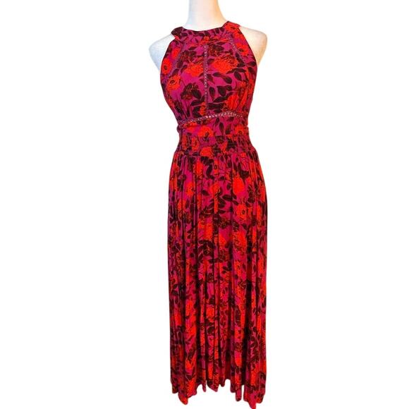 Able The Label by Anthropologie Floral Halter Backless Maxi Dress Size Small - Picture 1 of 8